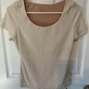 OGL Ribbed Scoop Neck Top – light Beige/cream | Size L | NWT